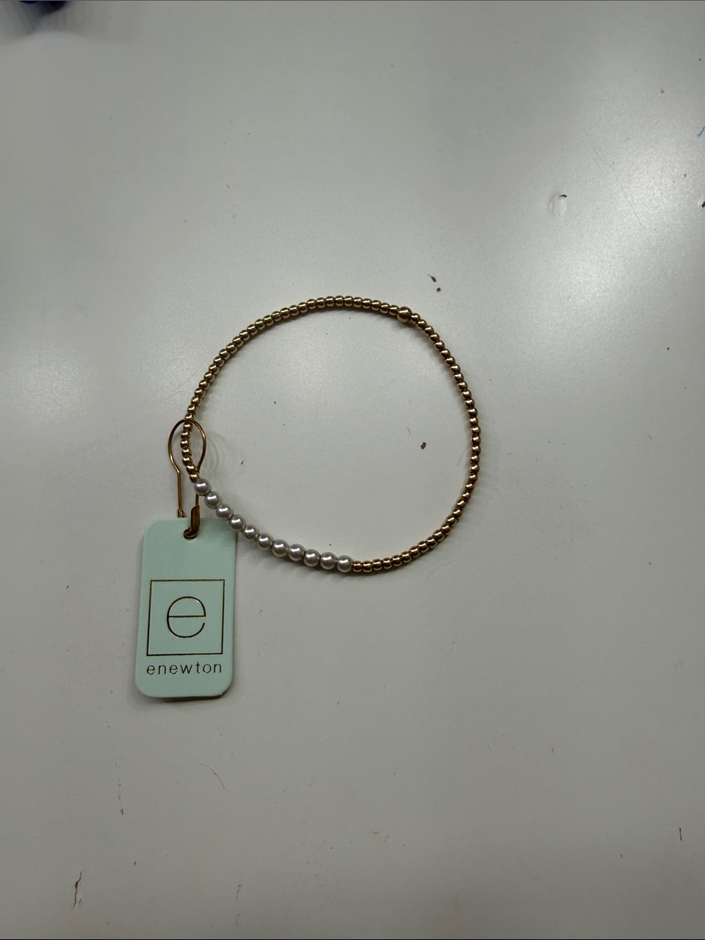 Enewton Gold Beaded Bracelet with White Pearls